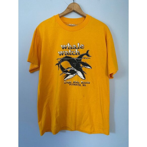 Vintage Whale Watch t-shirt Size Large Capt. John Boats in Plymouth, MA 90s Tour - Picture 2 of 11